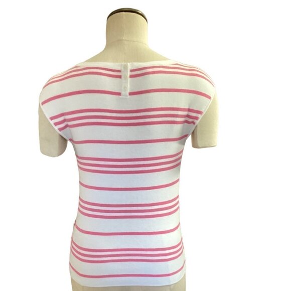 Talbots Petites Sz P Sleeveless Striped Knit Top Pink & White #149J - Picture 5 of 8